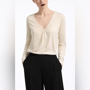 Brunello Cucinelli Cream Long Sleeve Top